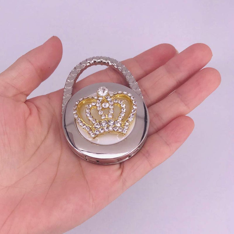 QTMY Rhinestone Imperial Crown Purse Hanger for Tables Foldable Handbag Hook - Image 2